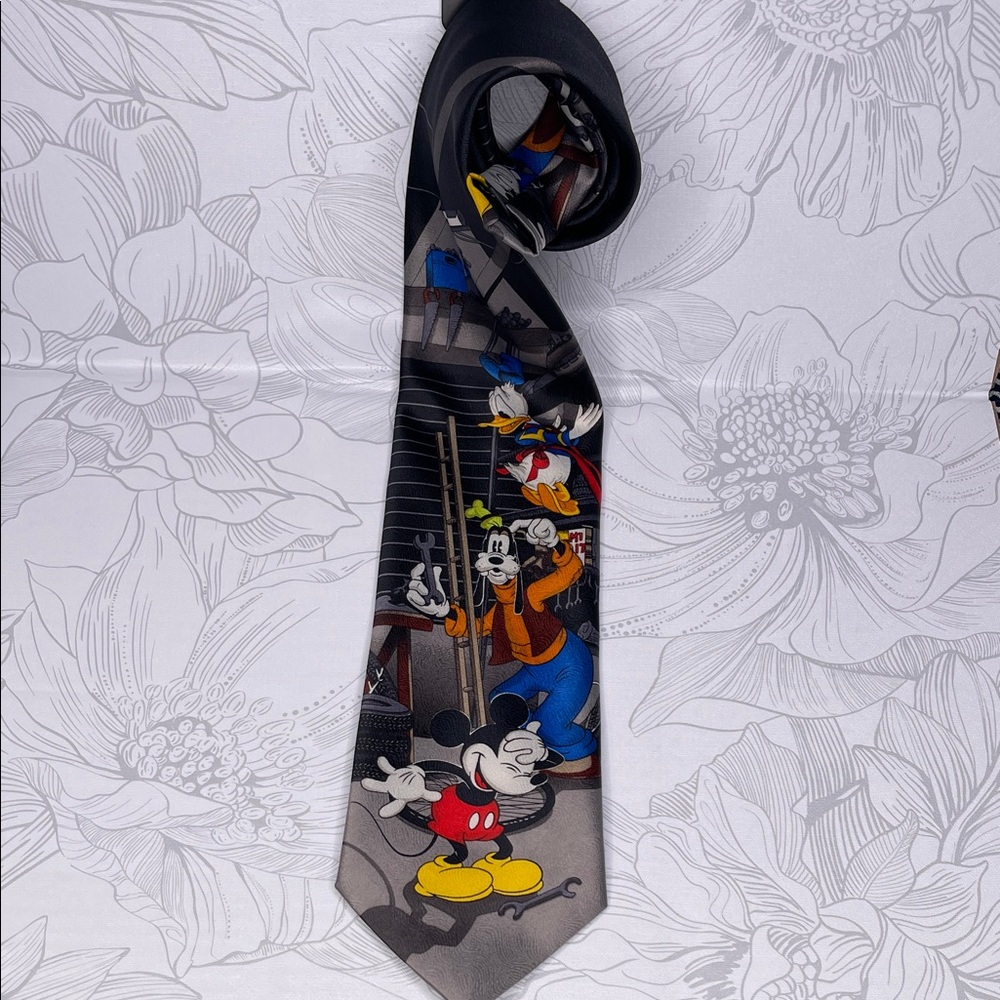 Disney Character Men's Tie - Black, Red, Yellow, Blue